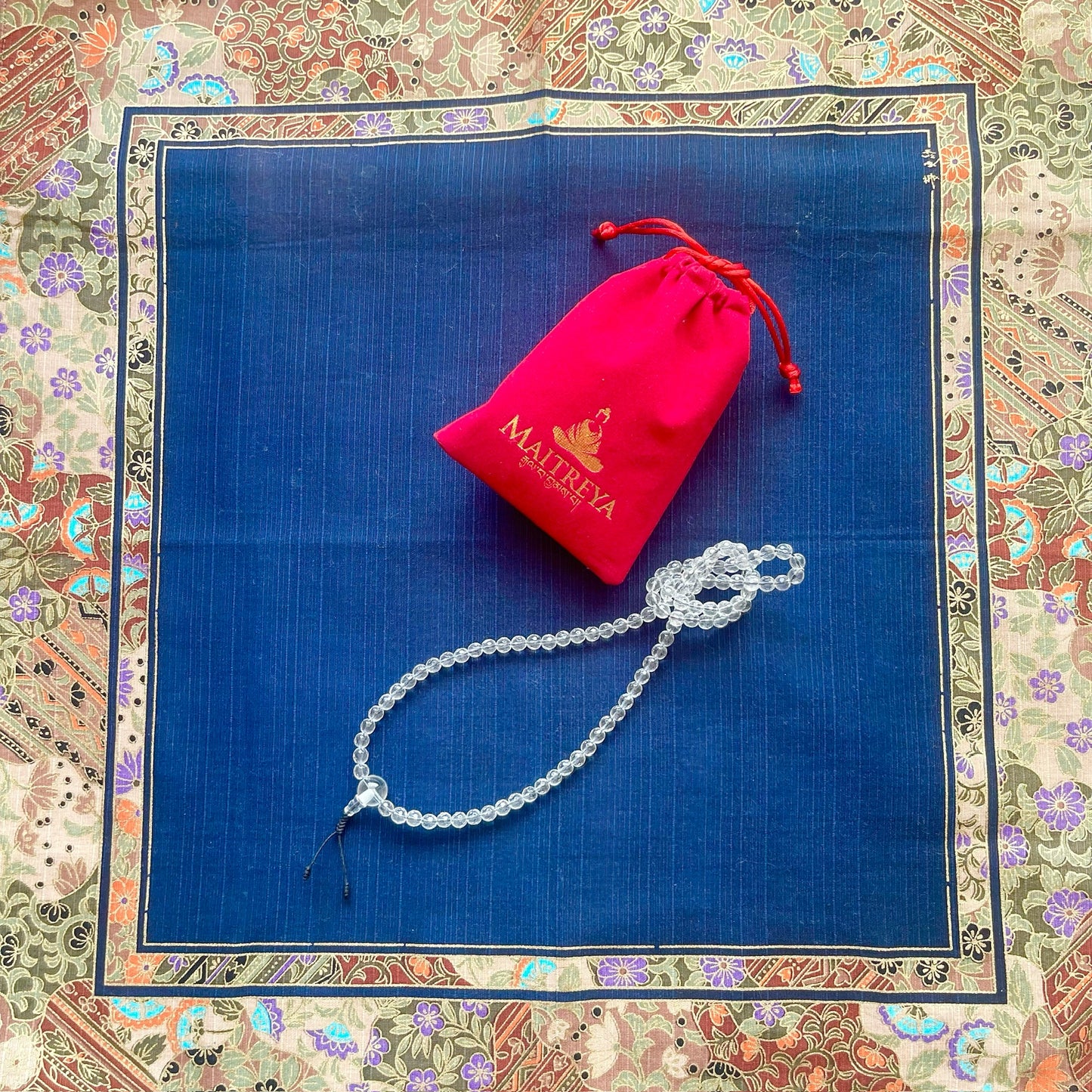 Japa Mala Auténtico de Cuarzo Blanco Facetado de 6mm