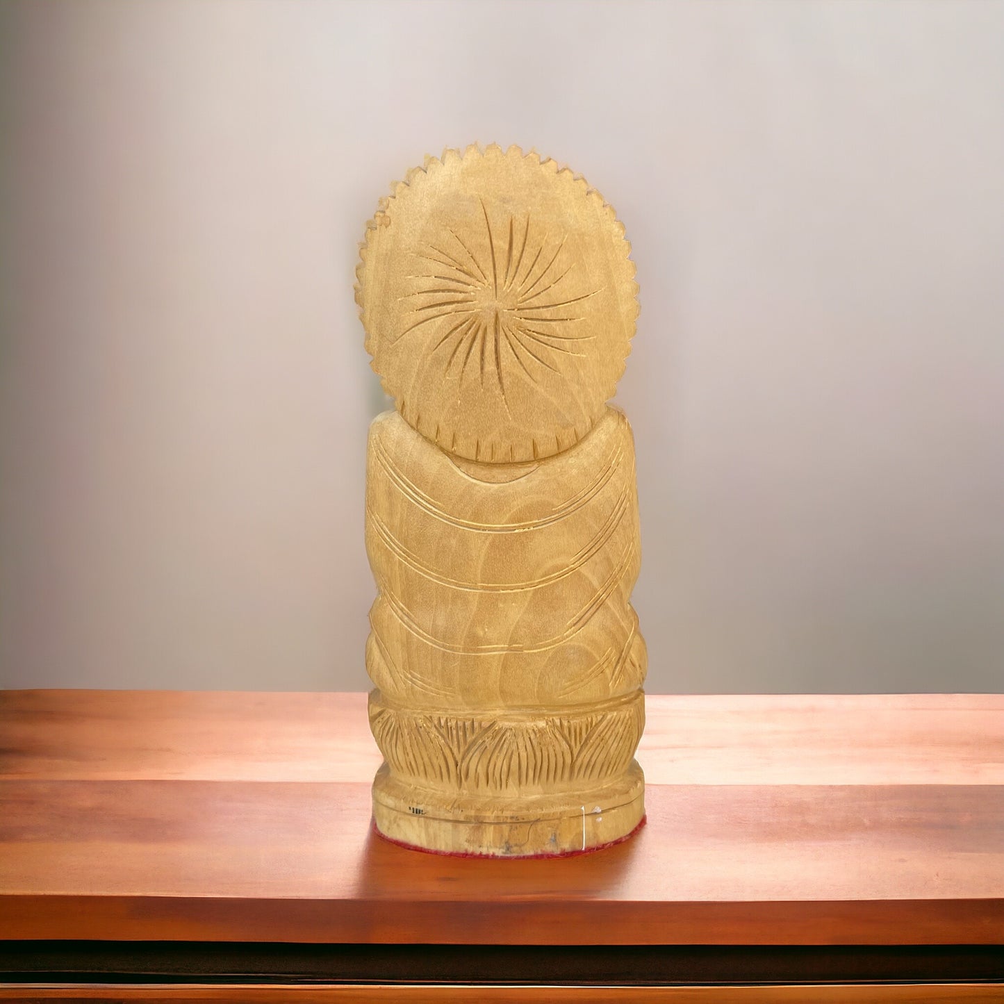 Estatua de Buda, Shiddharta Gautama, Madera Teka, Tallado a Mano, Hecho en India