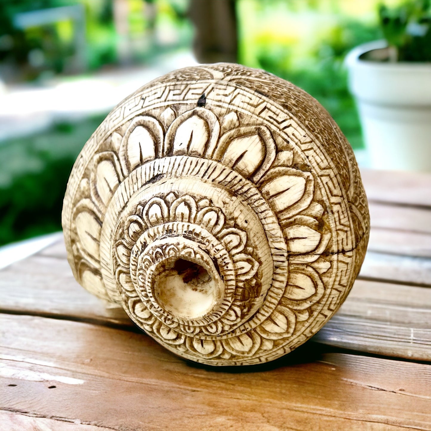 Concha de Caracola Budista Tibetana, Ganesha, Tallada a Mano en Nepal