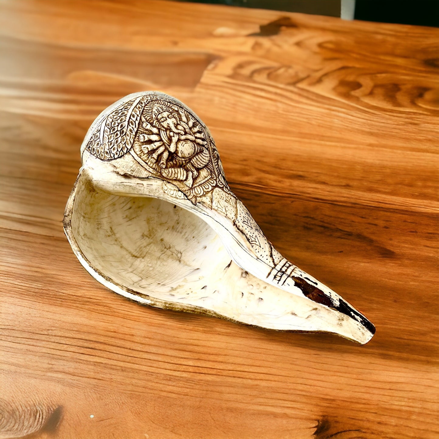 Concha de Caracola Budista Tibetana, Ganesha, Tallada a Mano en Nepal