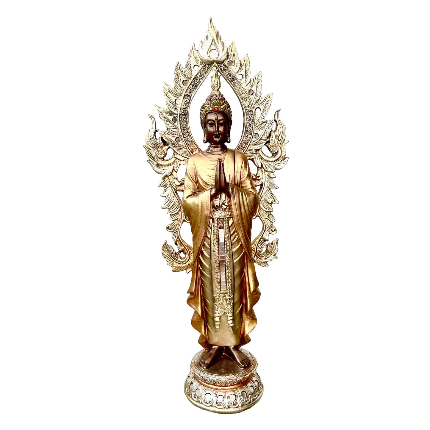 Estatua de Buda, Shiddharta Gautama con Aura orando parado