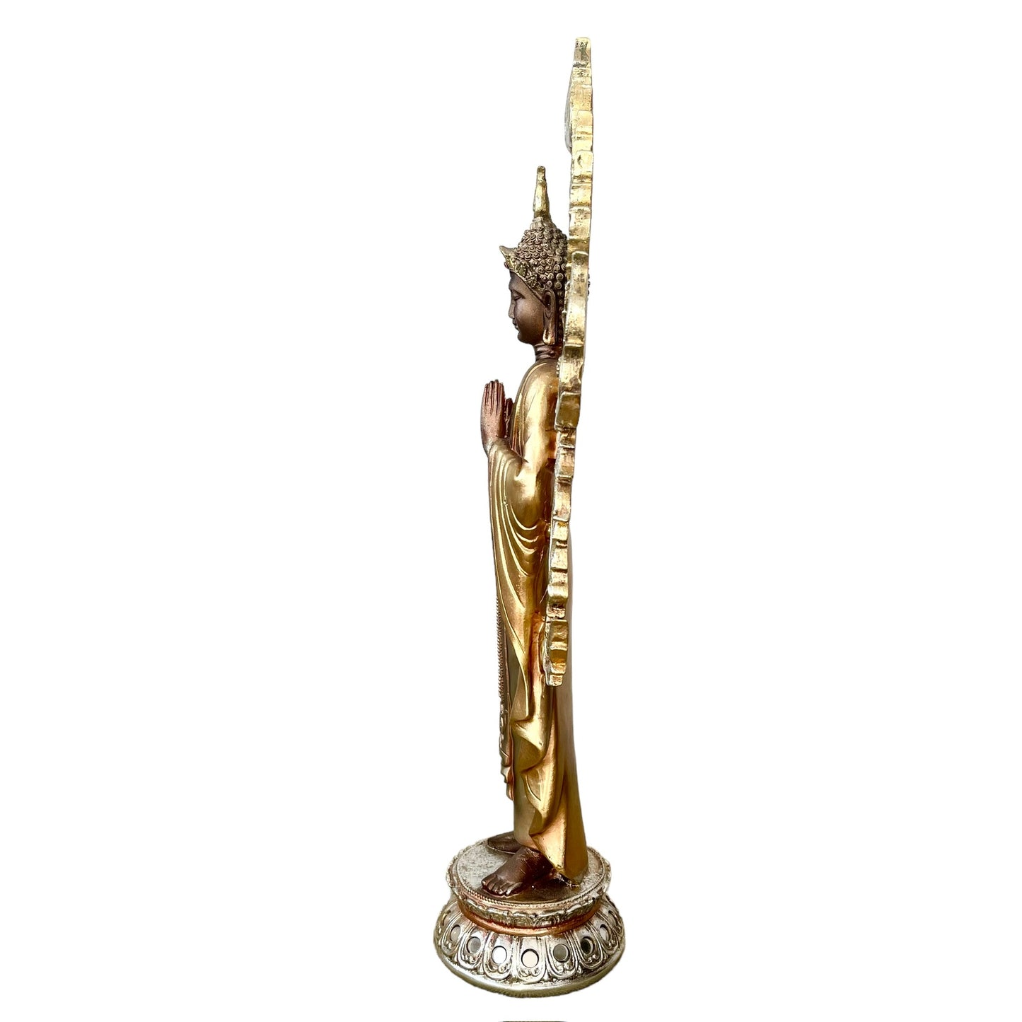 Estatua de Buda, Shiddharta Gautama con Aura orando parado