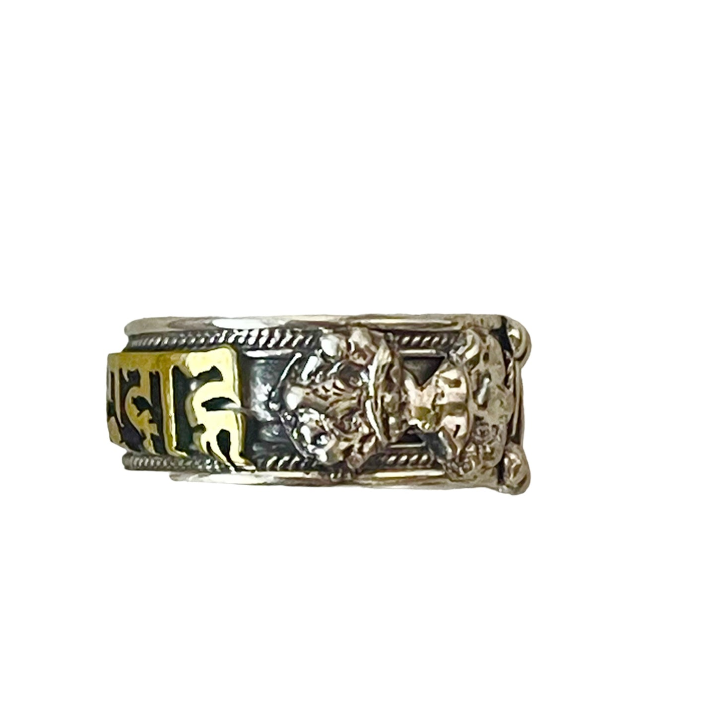Anillo Tibetano de Plata .925 #7 con Mantra Om Mani Padme Hum