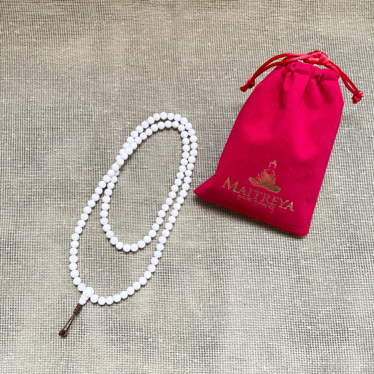 Japa Mala Auténtico de Concha Blanca 6mm