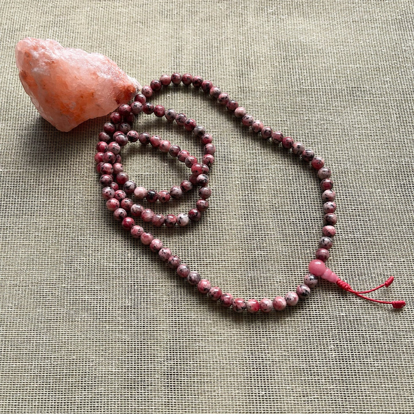 Japa Mala Auténtico de Lepidolita Rosa de 8mm de diámetro