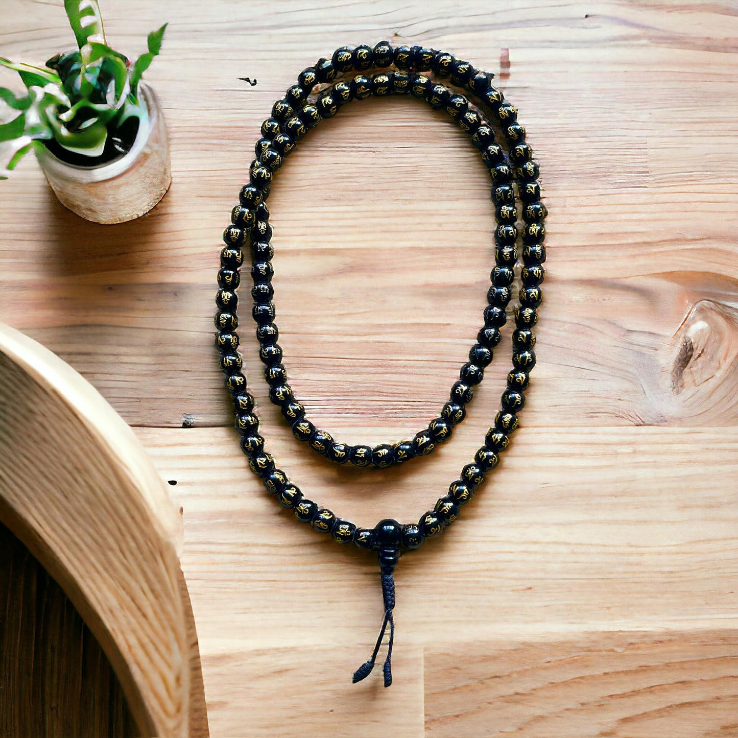 Japa Mala Auténtico de Ónix con mantra de 8mm