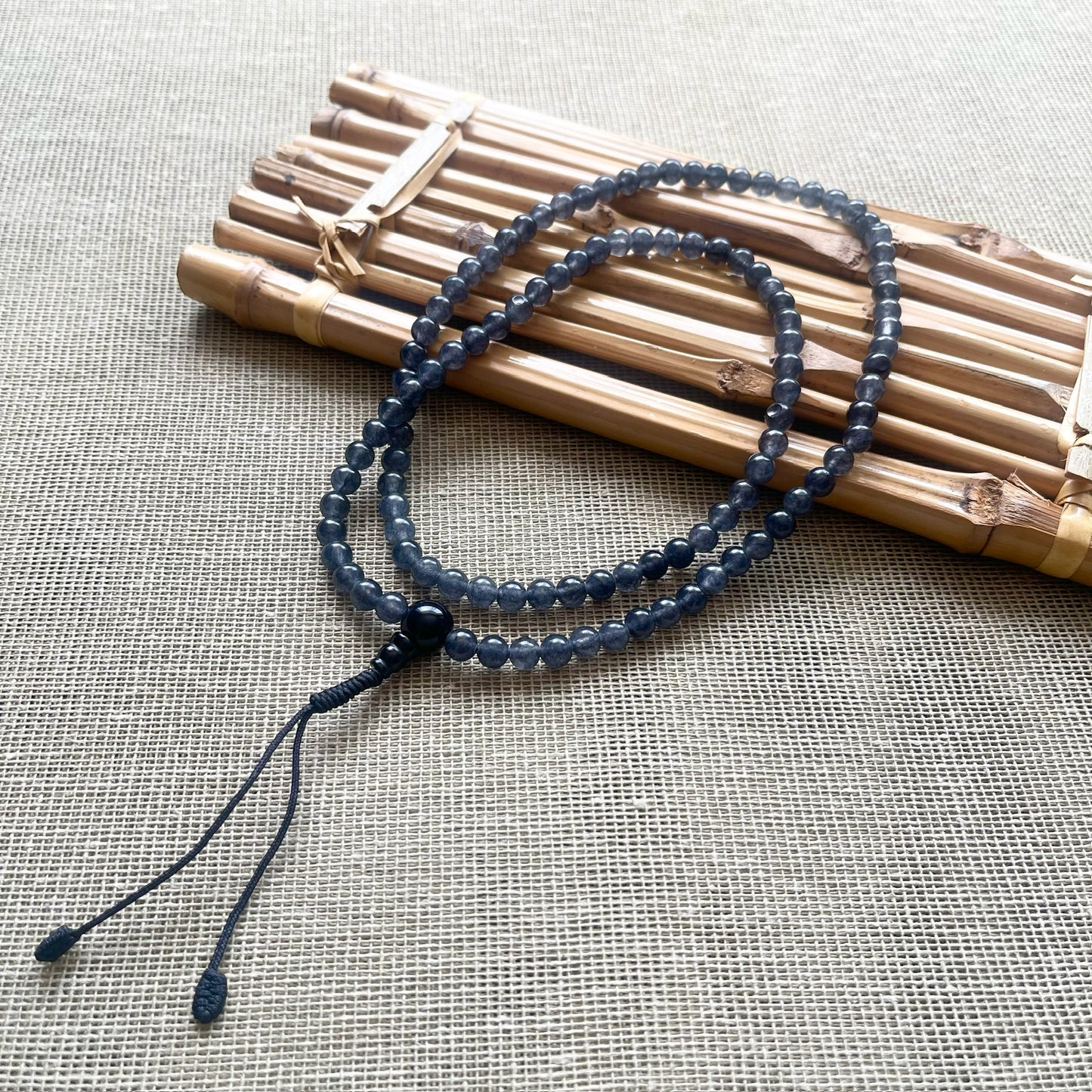 Japa Mala Auténtico de Cuarzo Turmalinado de 6mm