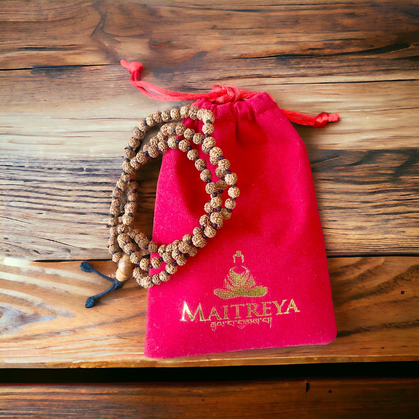 Japa Mala Auténtico de Rudraksha Natural de 5mm con Nudo