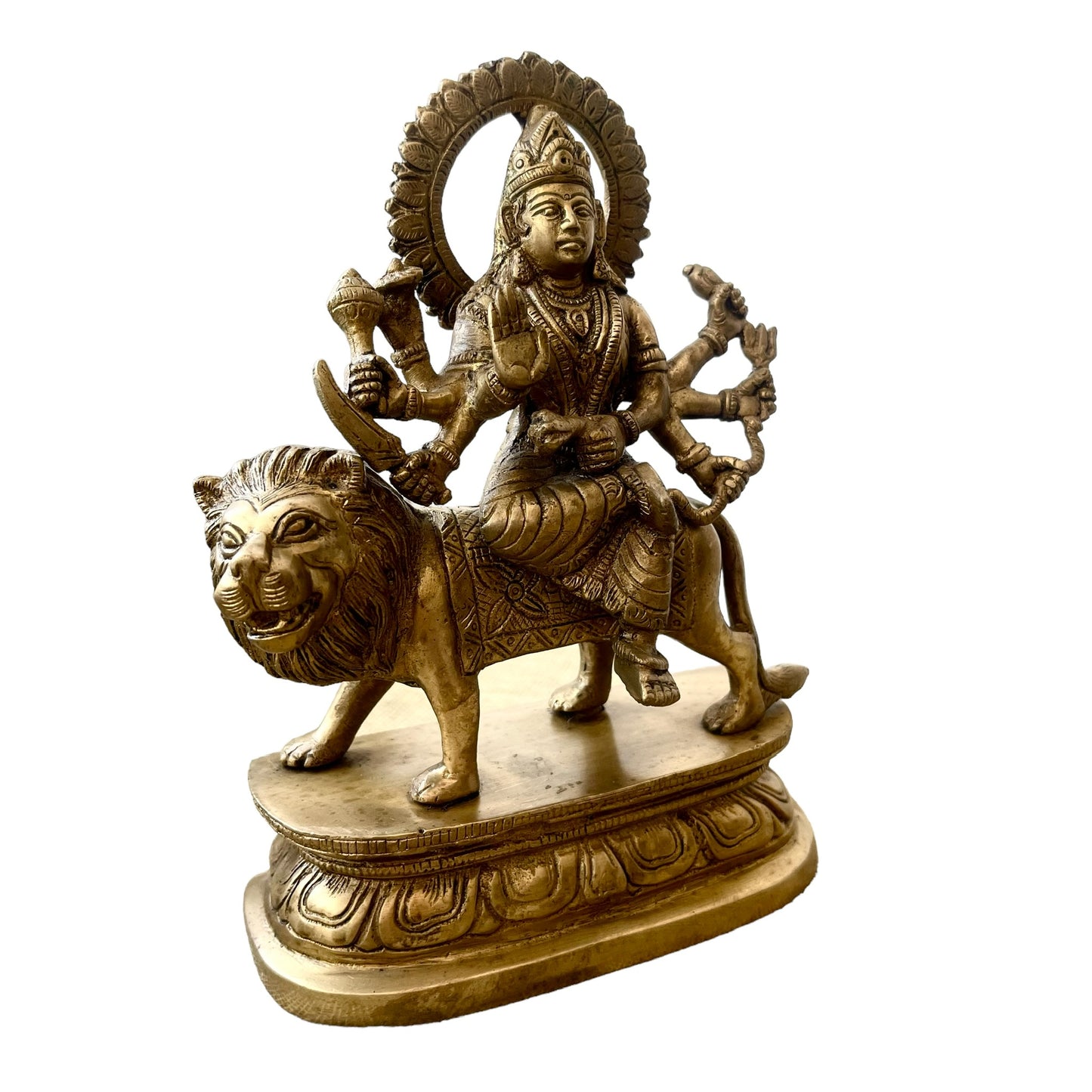 Estatua de Diosa Durga: La Destructora de Los Peligros (Esposa de Shiva), Bronce, Hecho en India