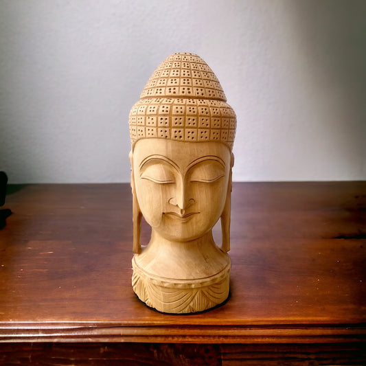 Estatua de Cara de Buda, Madera, Hecho en India *Precio Muy Especial