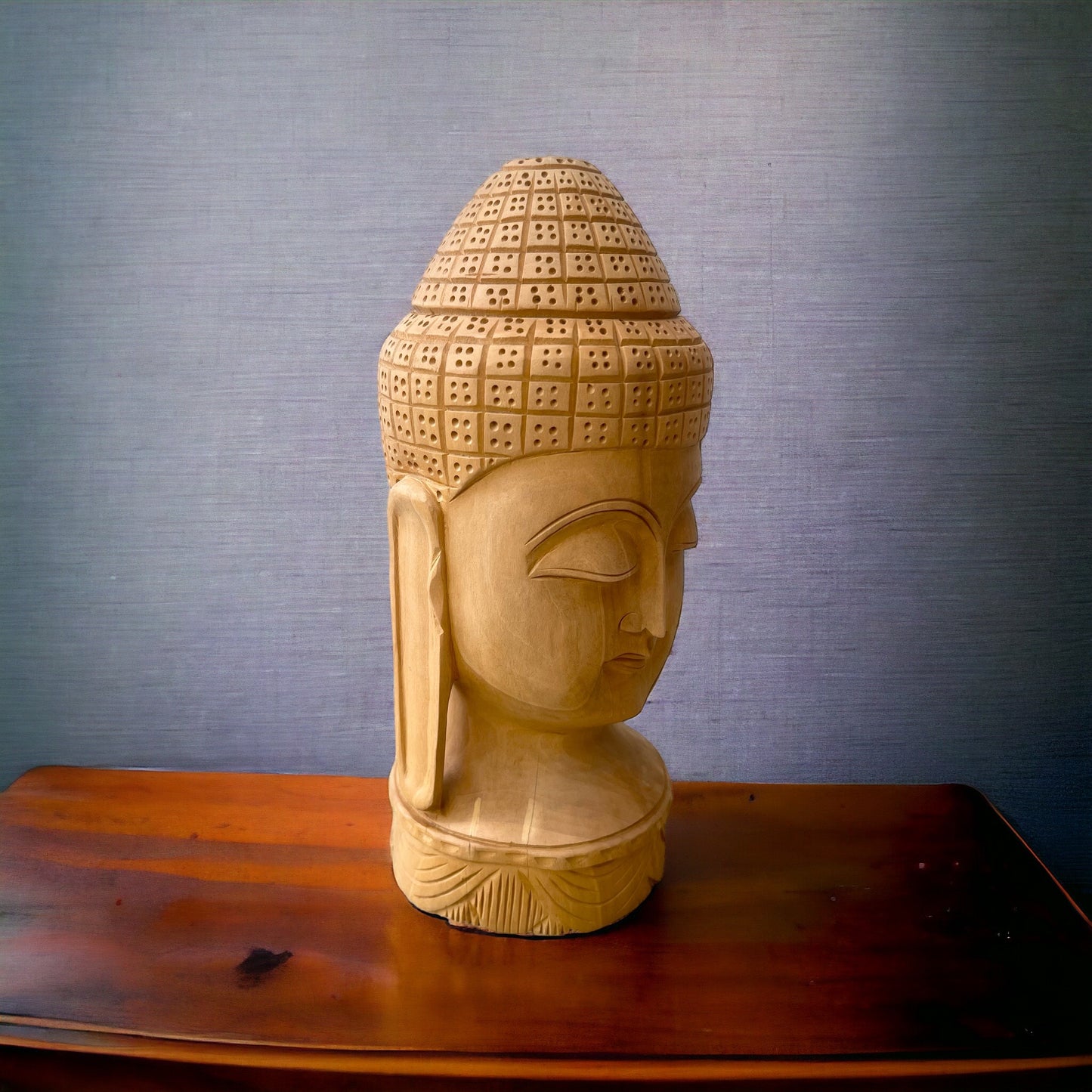 Estatua de Cara de Buda, Madera, Hecho en India *Precio Muy Especial