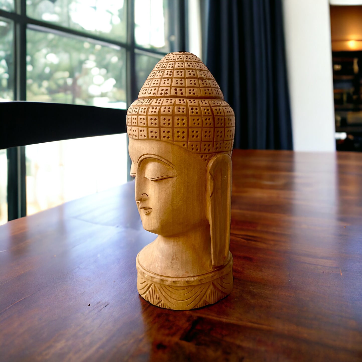 Estatua de Cara de Buda, Madera, Hecho en India *Precio Muy Especial