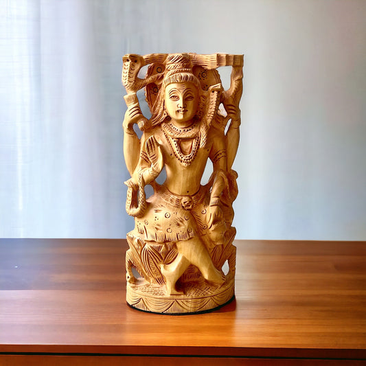 Estatua de Shiva, Dios del Universo, Madera Teka, Tallado a Mano, Hecho en India