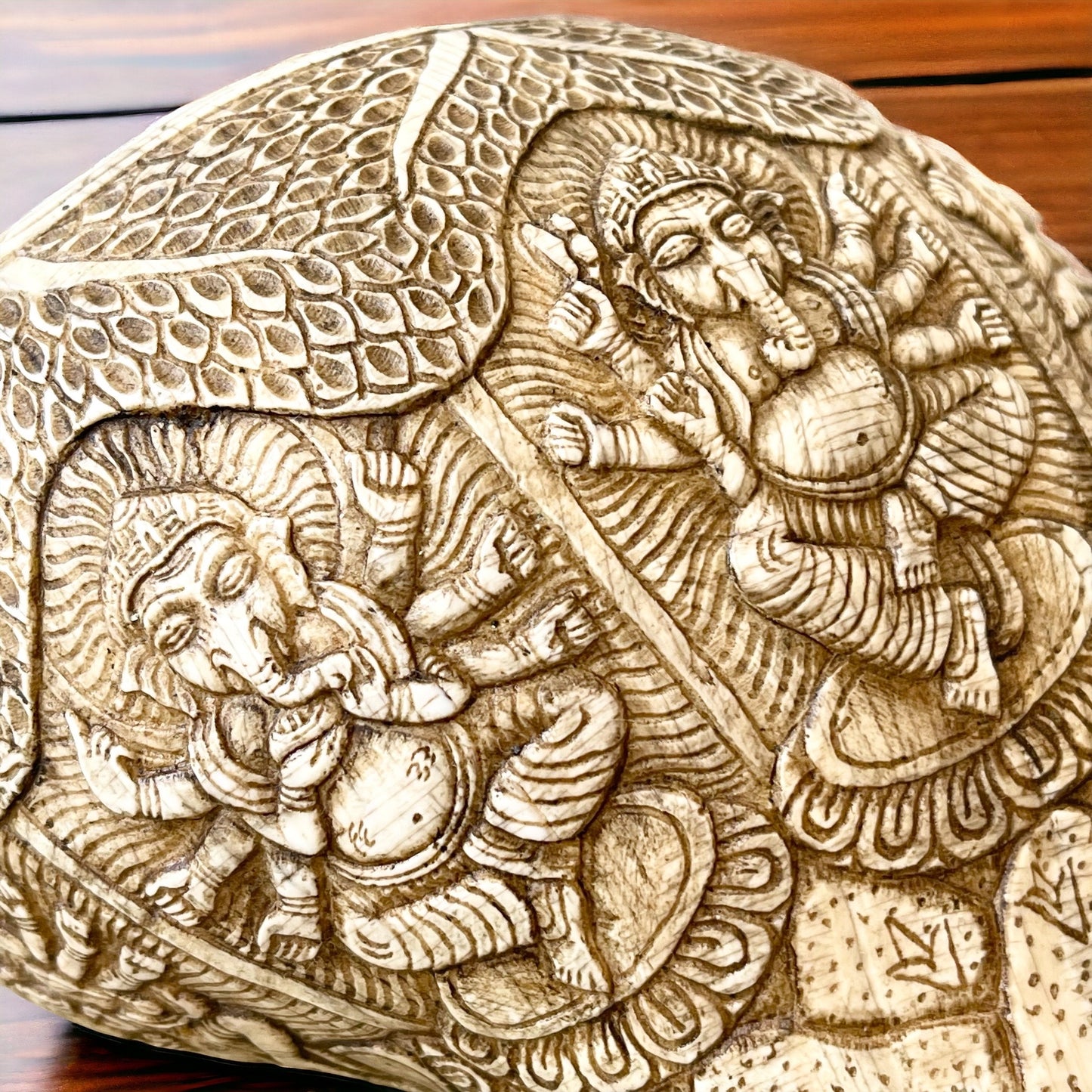 Concha de Caracola Budista Tibetana, Ganesha,  Tallada a Mano en Nepal