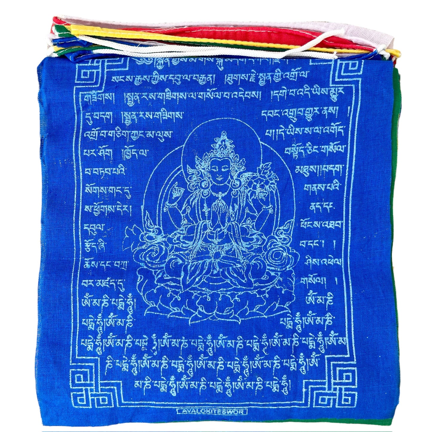 Bandera de Oración Tibetana, 20cm x 24cm, Avalokiteshivara