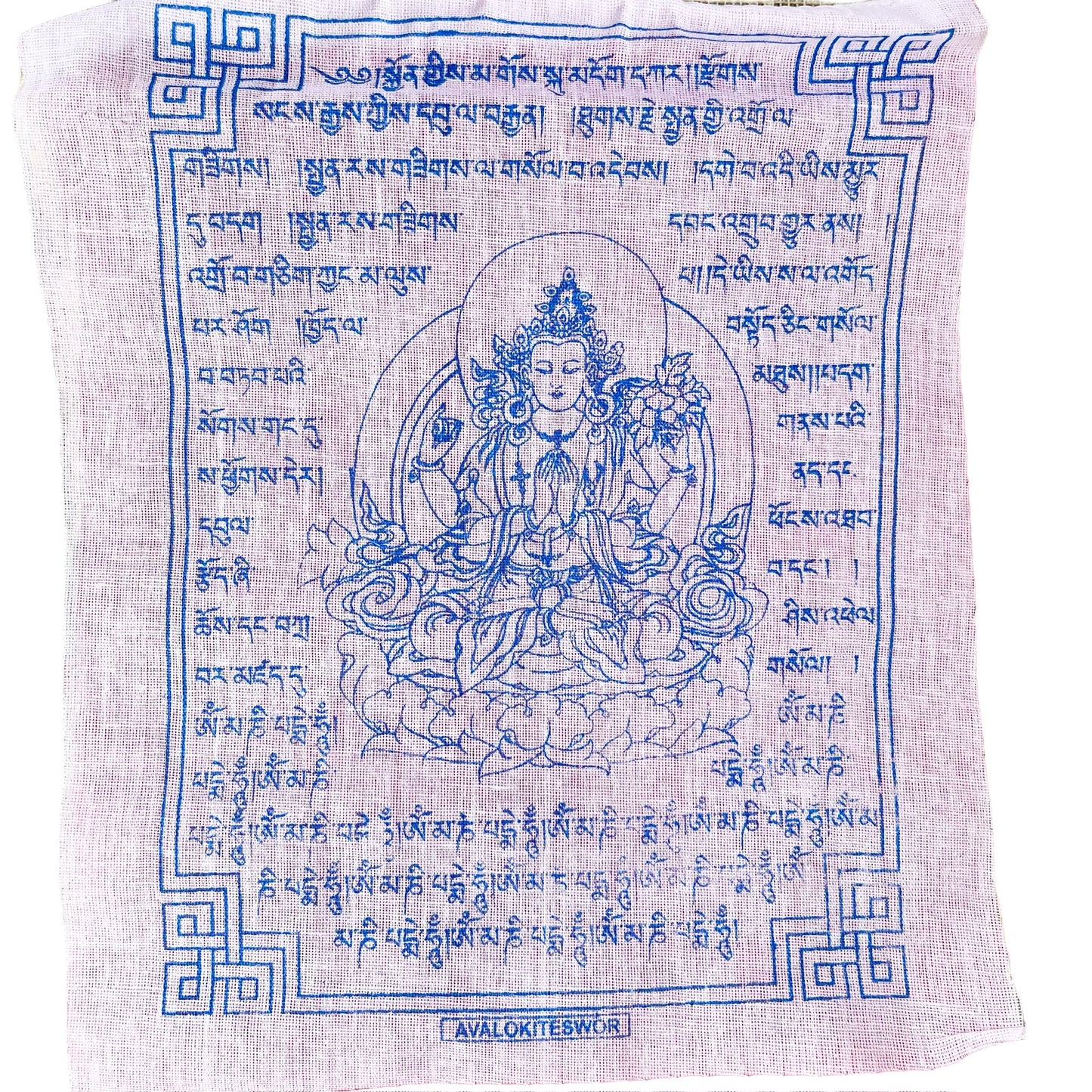 Bandera de Oración Tibetana, 20cm x 24cm, Avalokiteshivara