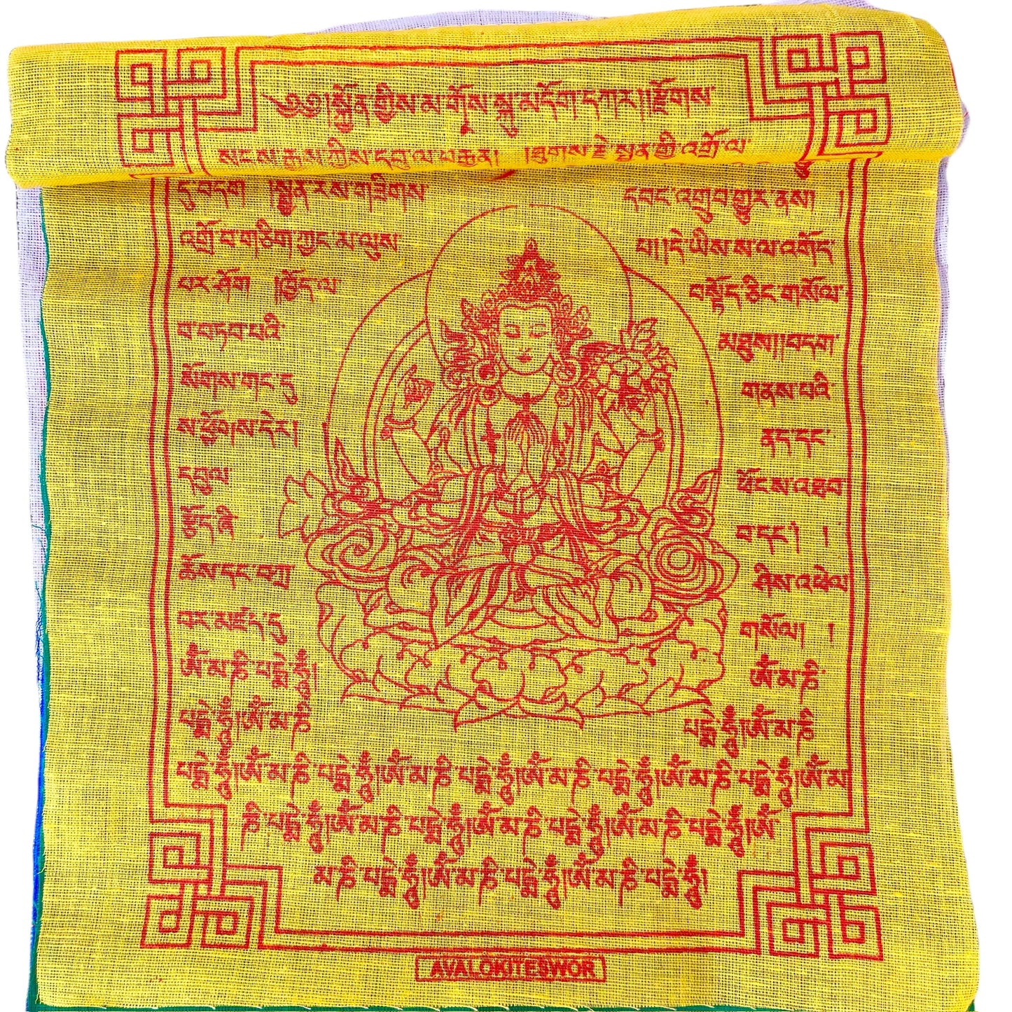 Bandera de Oración Tibetana, 20cm x 24cm, Avalokiteshivara