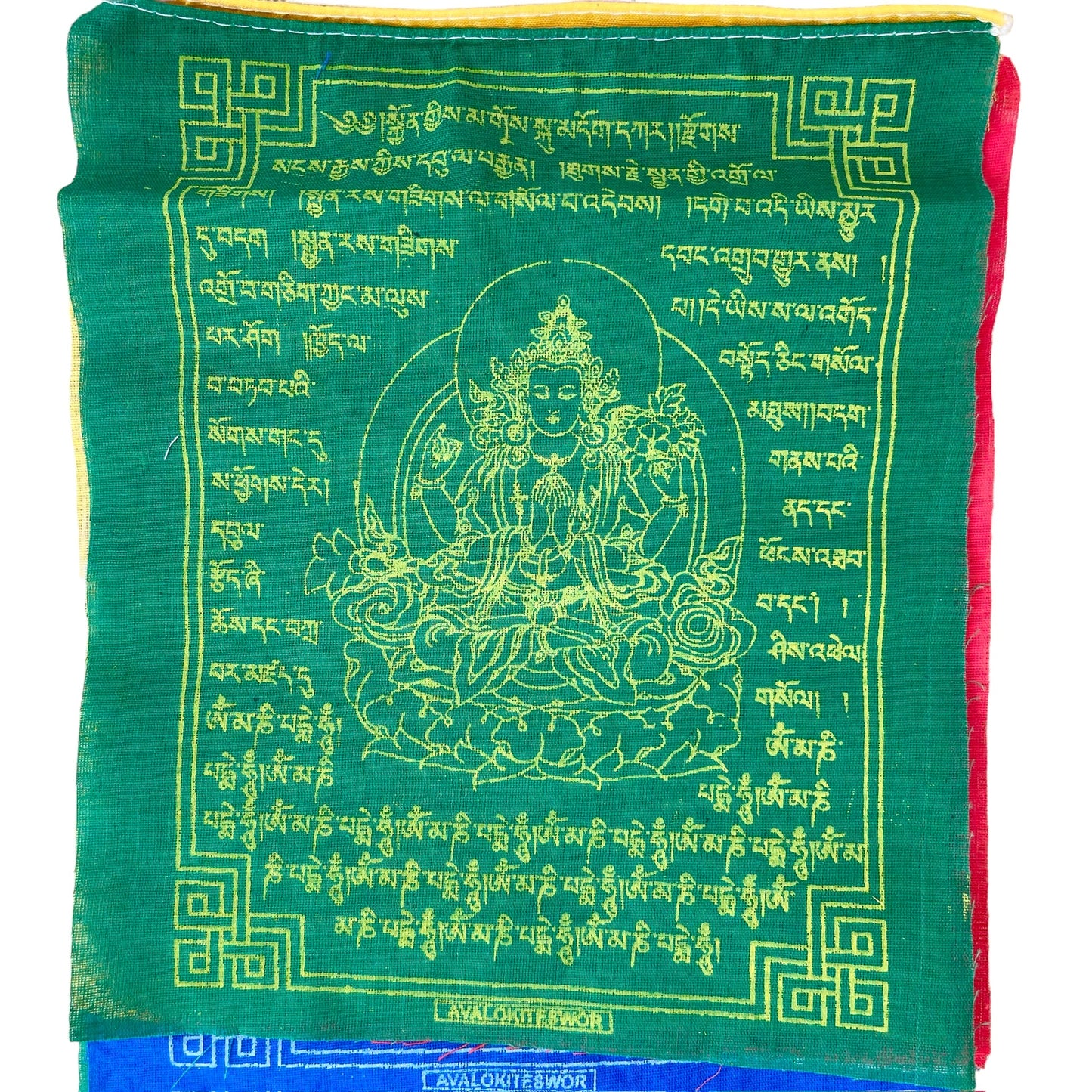 Bandera de Oración Tibetana, 20cm x 24cm, Avalokiteshivara