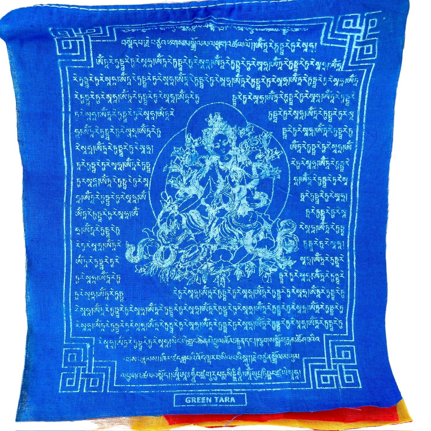 Bandera de Oración Tibetana, 20cm x 24cm, Tara Verde