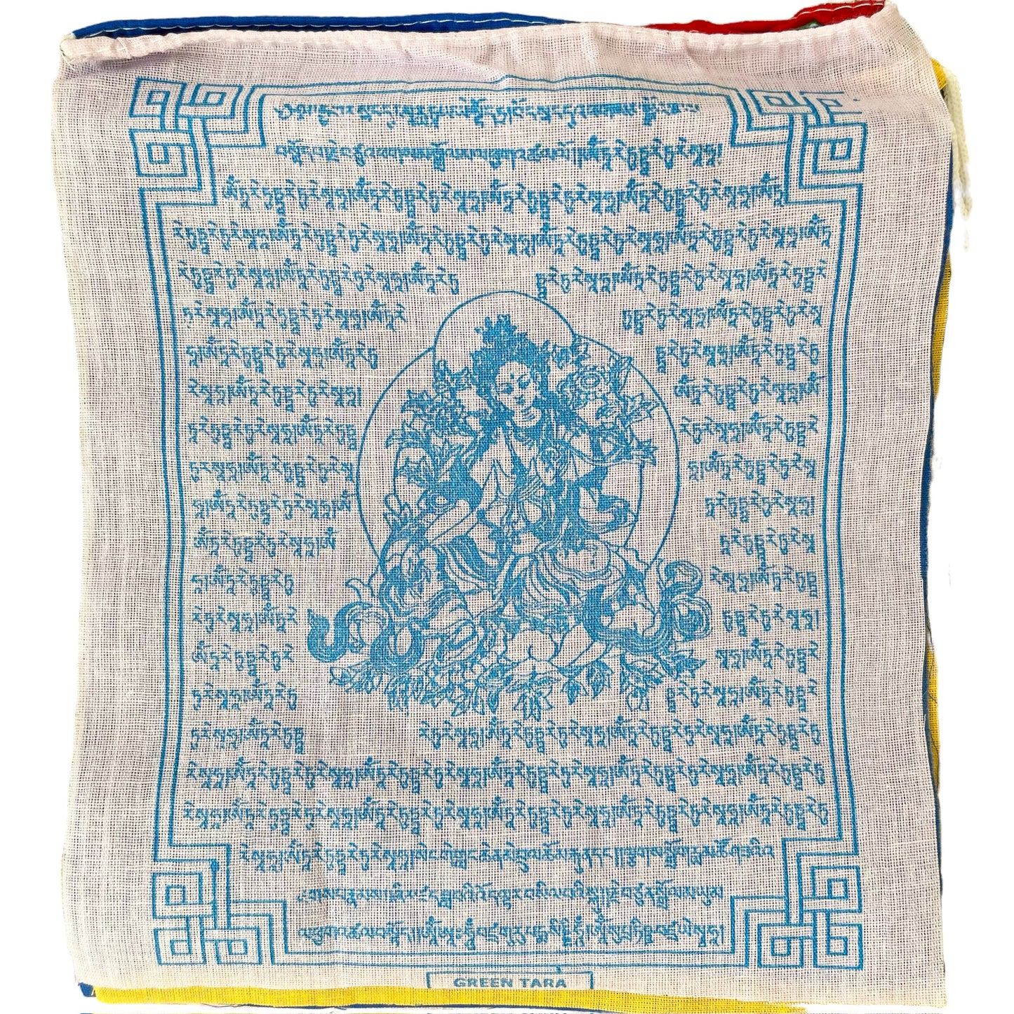 Bandera de Oración Tibetana, 20cm x 24cm, Tara Verde