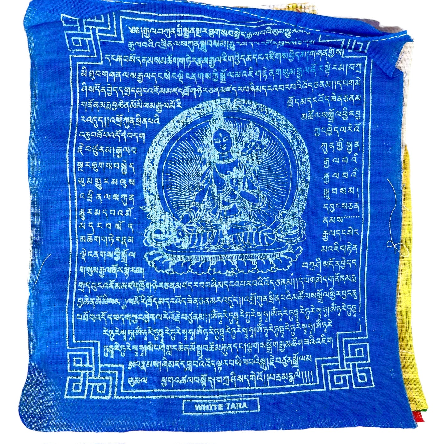 Bandera de Oración Tibetana, 20cm x 24cm, Tara Blanca