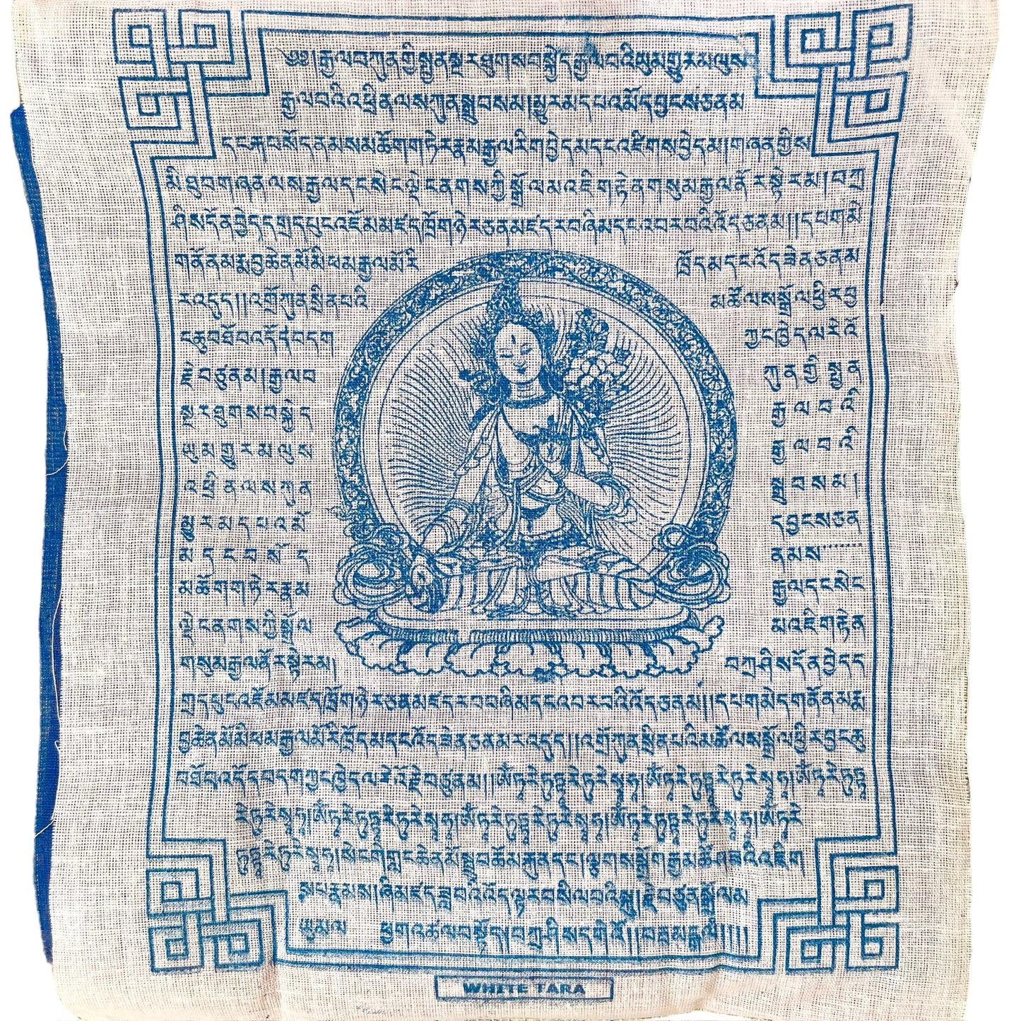 Bandera de Oración Tibetana, 20cm x 24cm, Tara Blanca