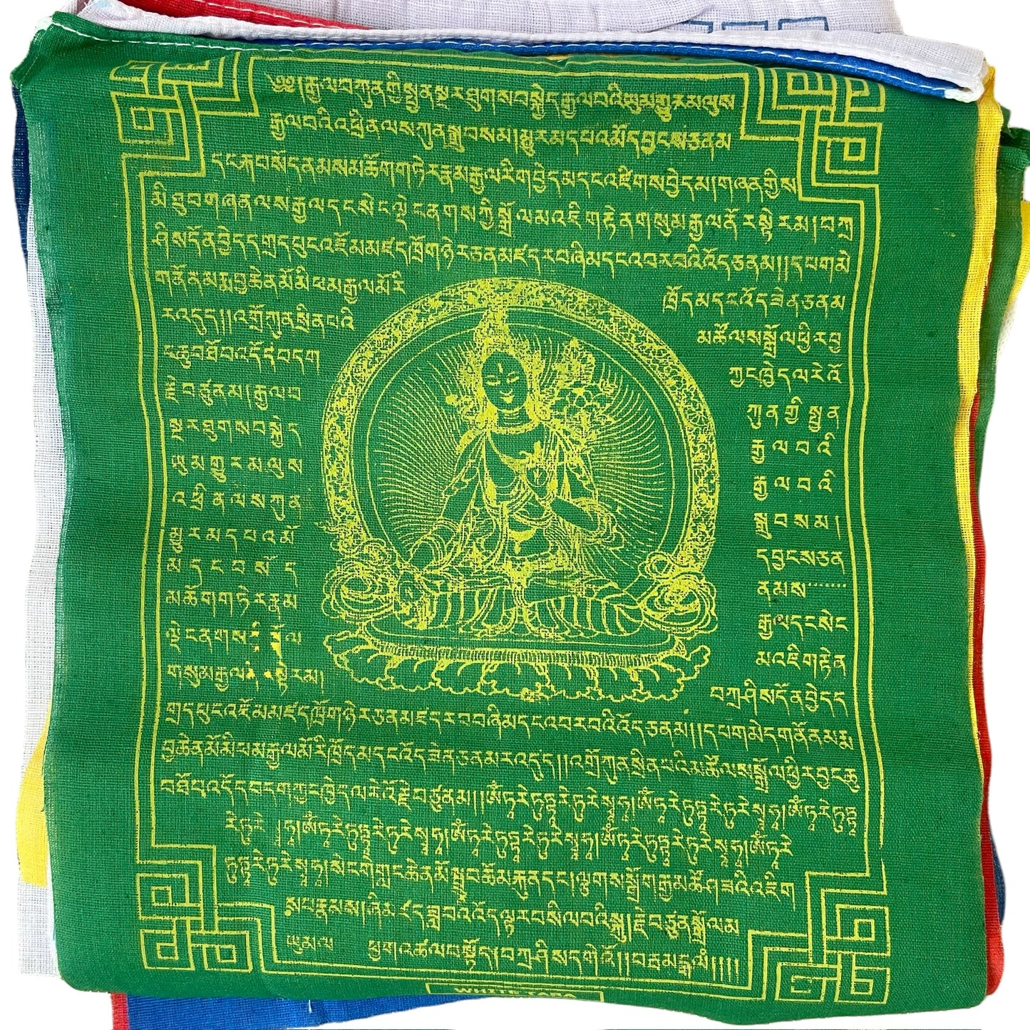 Bandera de Oración Tibetana, 20cm x 24cm, Tara Blanca