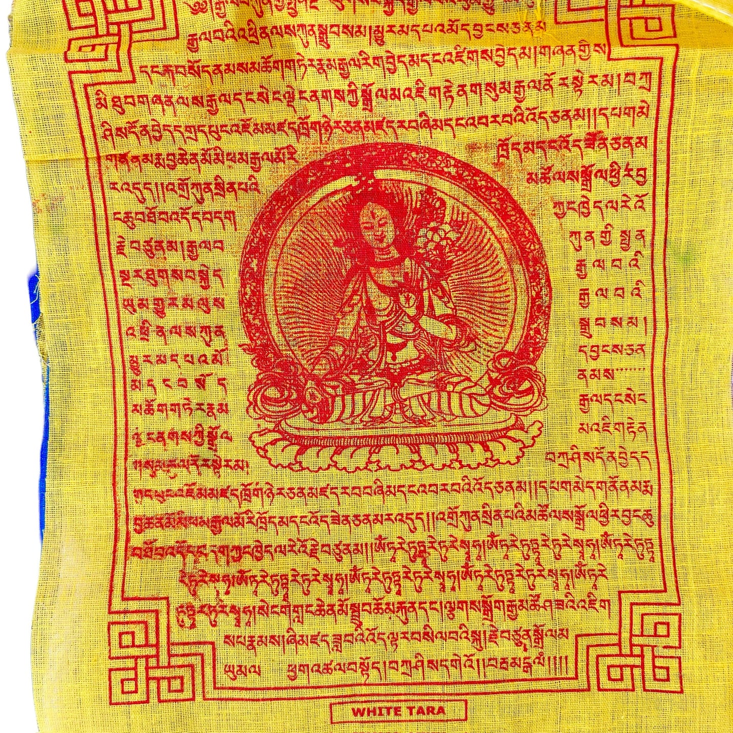 Bandera de Oración Tibetana, 20cm x 24cm, Tara Blanca