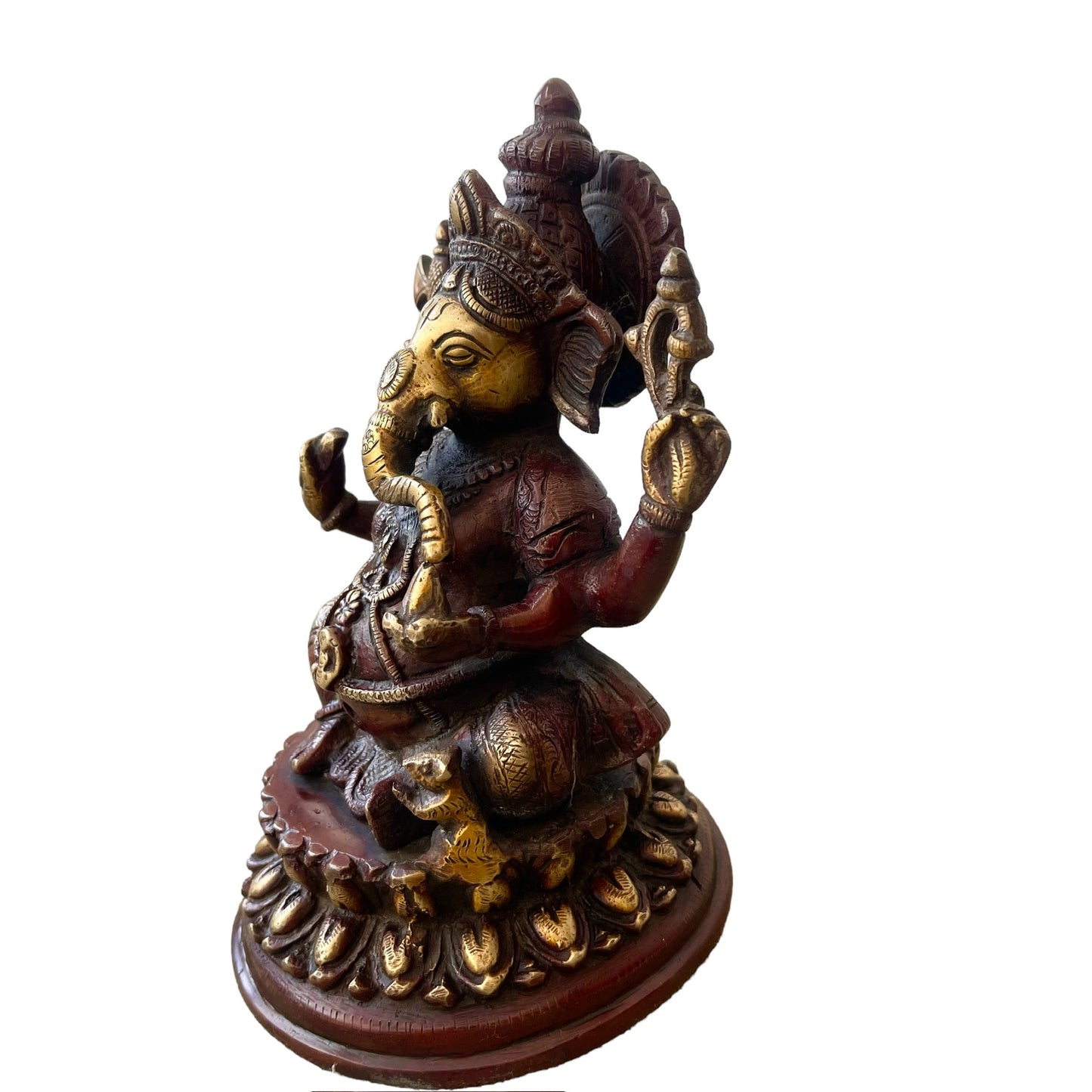 Estatua de Ganesha: Dios destructor de obstáculos, hecho de Bronce