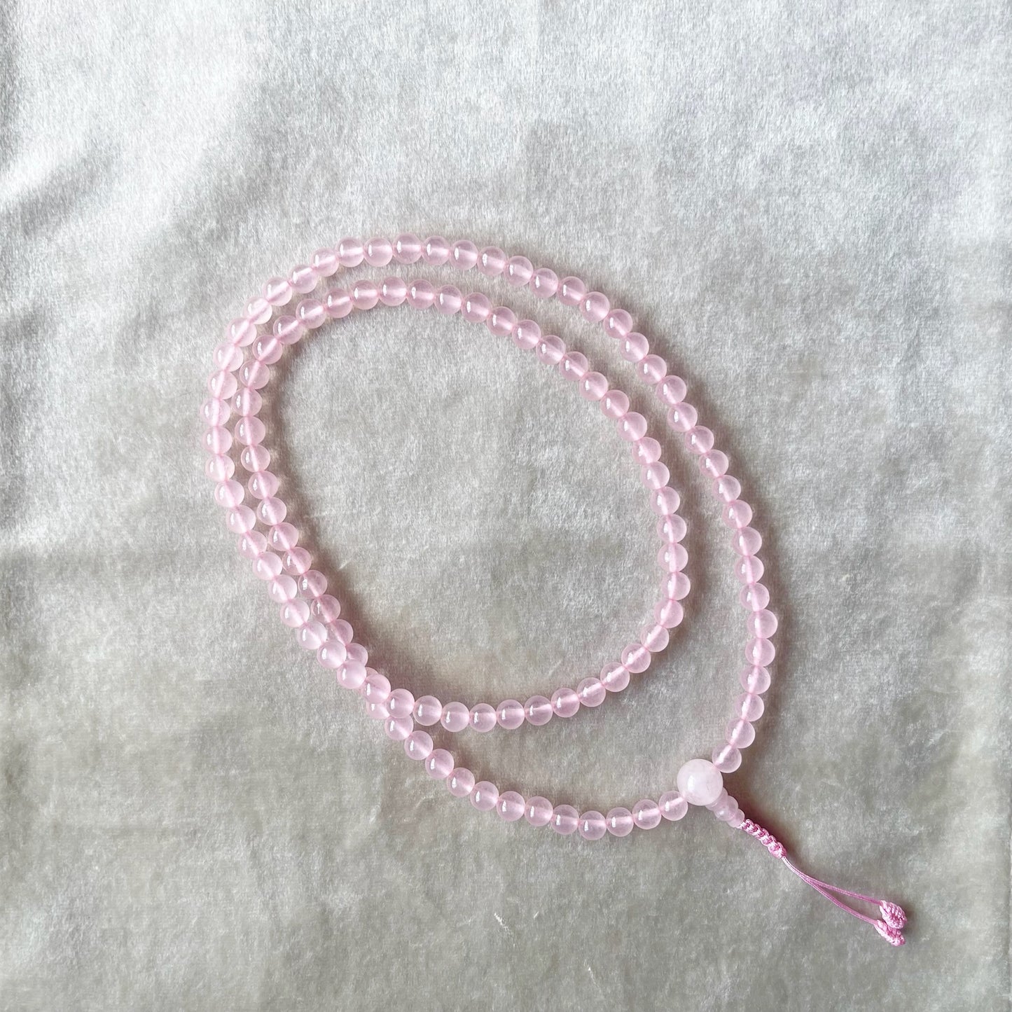 Japa Mala Auténtico de Cuarzo Rosa de 6mm