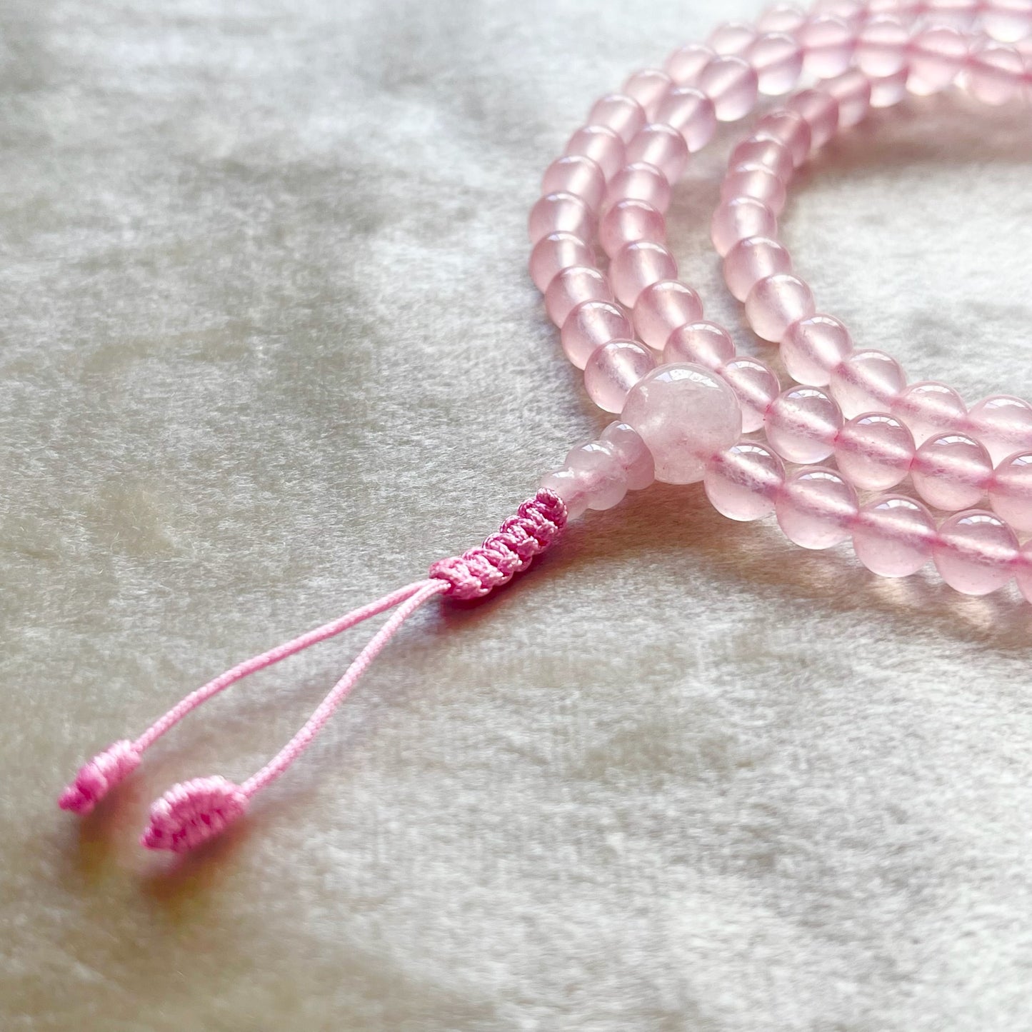 Japa Mala Auténtico de Cuarzo Rosa de 6mm