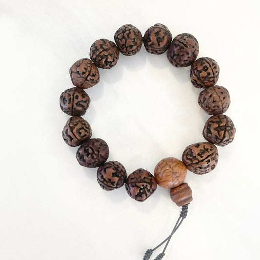 Pulsera de Rudraksha 16mm de diámetro con gurú de Bodhi