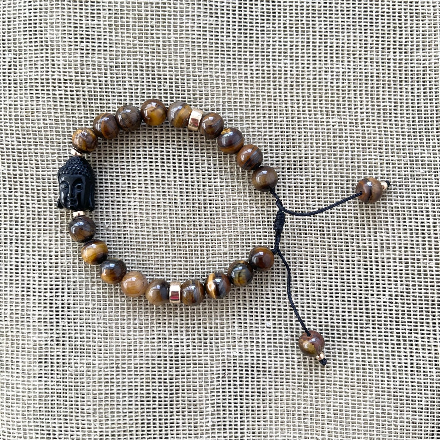 Pulsera de Buddha de Ojo de Tigre con Ónix