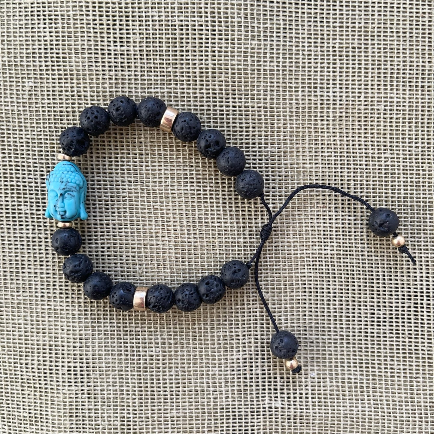 Pulsera de Buddha de Lava con Turquesa