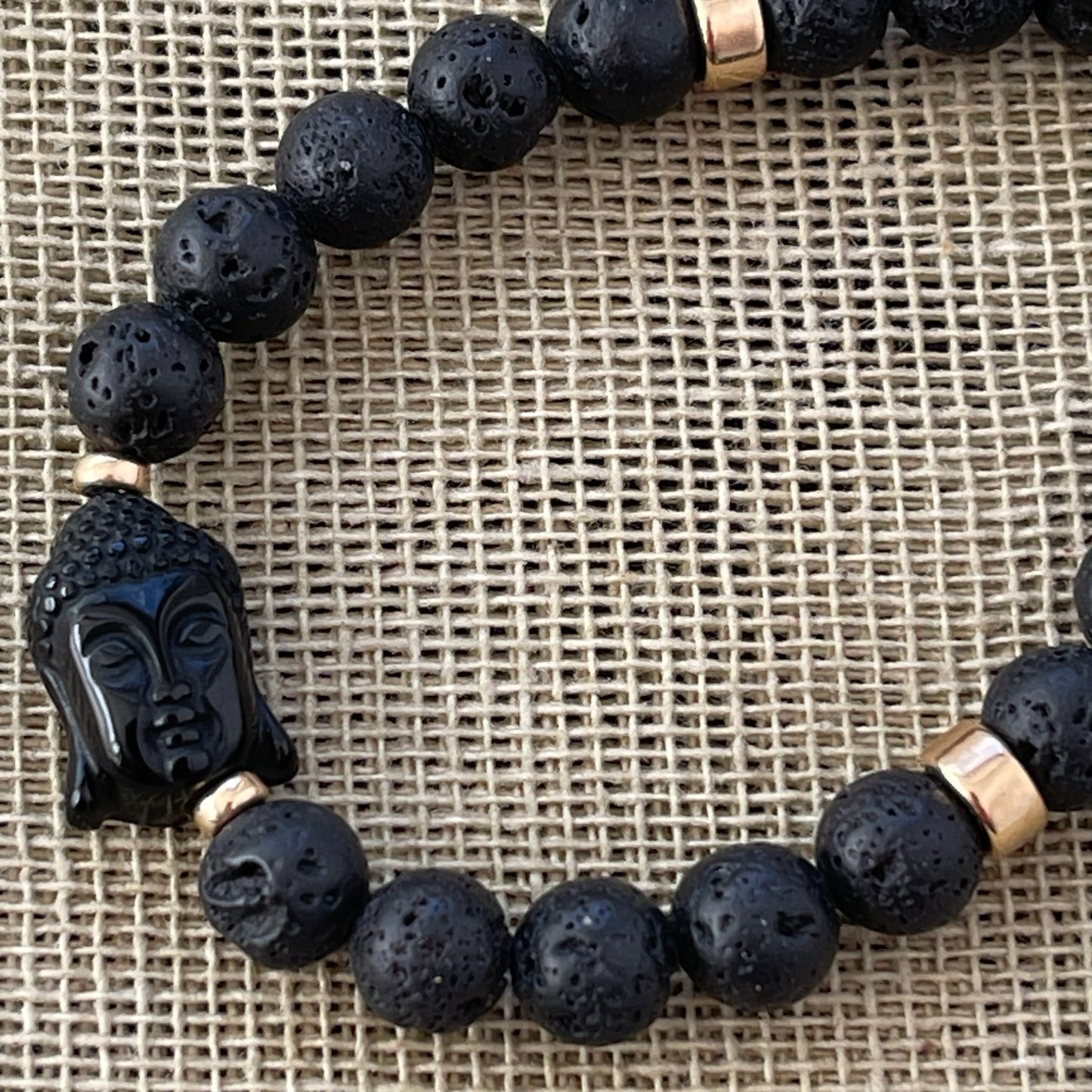 Pulsera de Buddha de Lava con Ónix