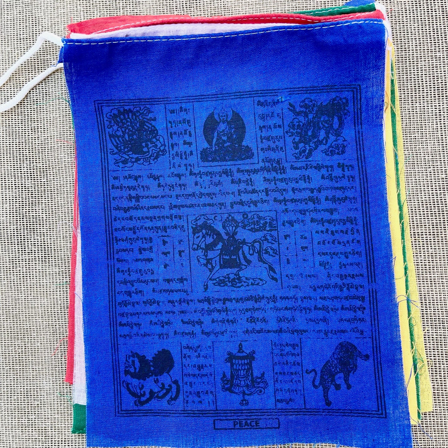 Bandera de Oración Tibetana, 16cm x 20cm, Oraciones Surtidas