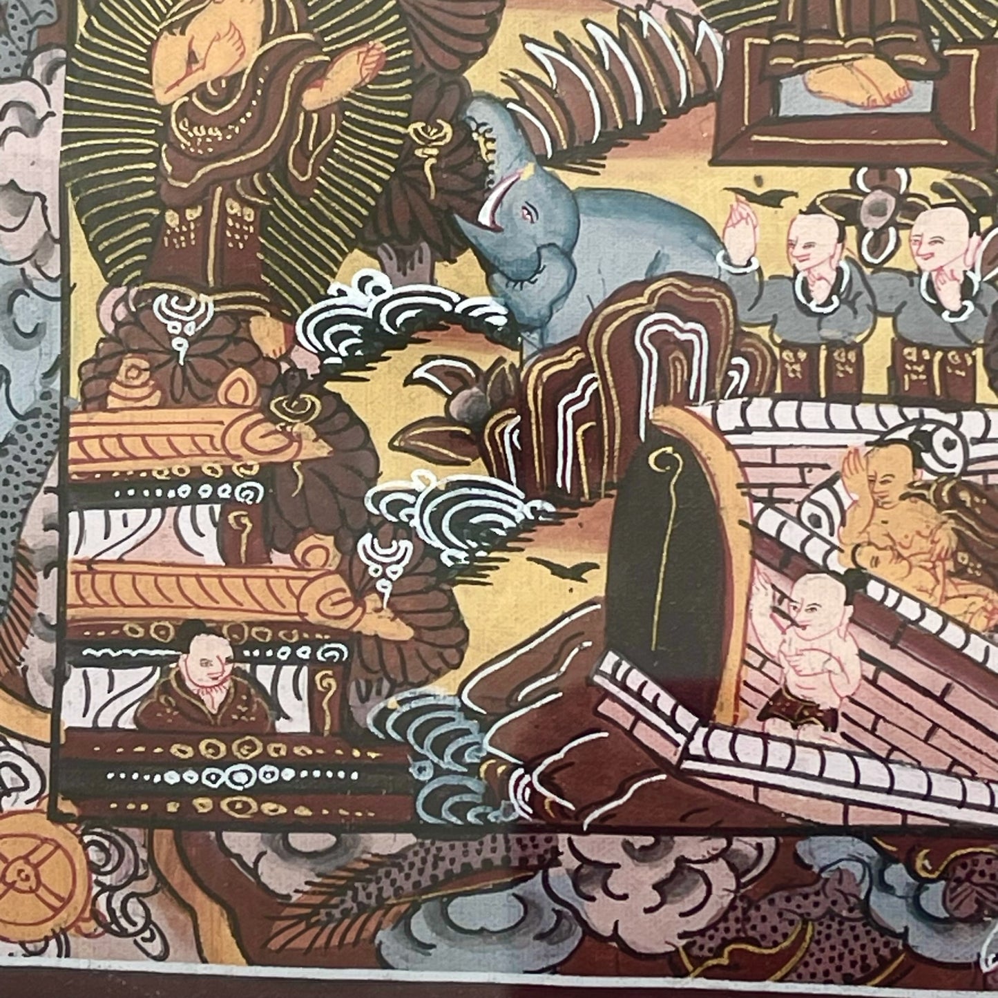 Thangka Budista: Pintura Tibetana, Pintada a Mano en Nepal, La Vida de Buda con Marco y Vidrio