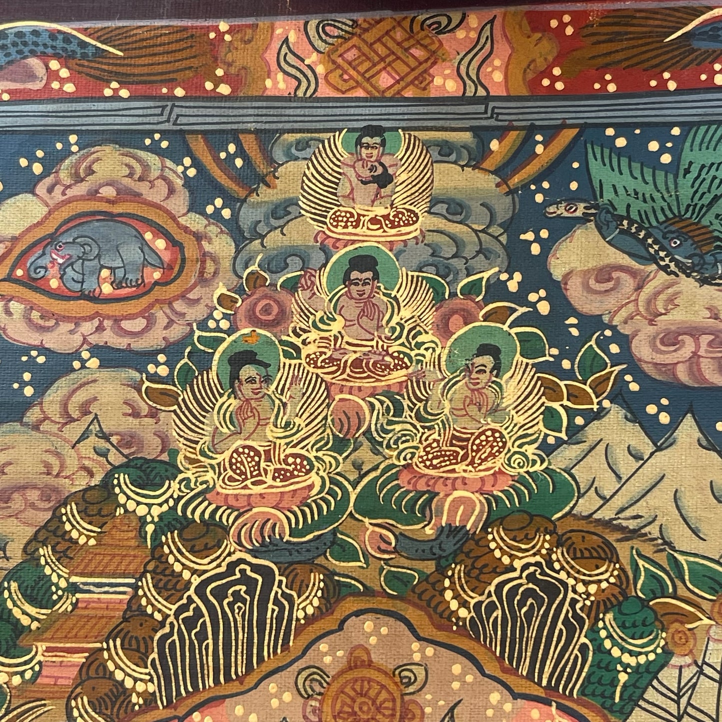 Thangka Budista, Pintura Tibetana, Pintada a Mano en Nepal, La iluminación de Buda