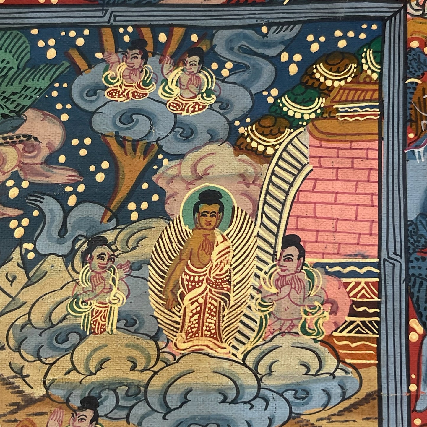 Thangka Budista, Pintura Tibetana, Pintada a Mano en Nepal, La iluminación de Buda