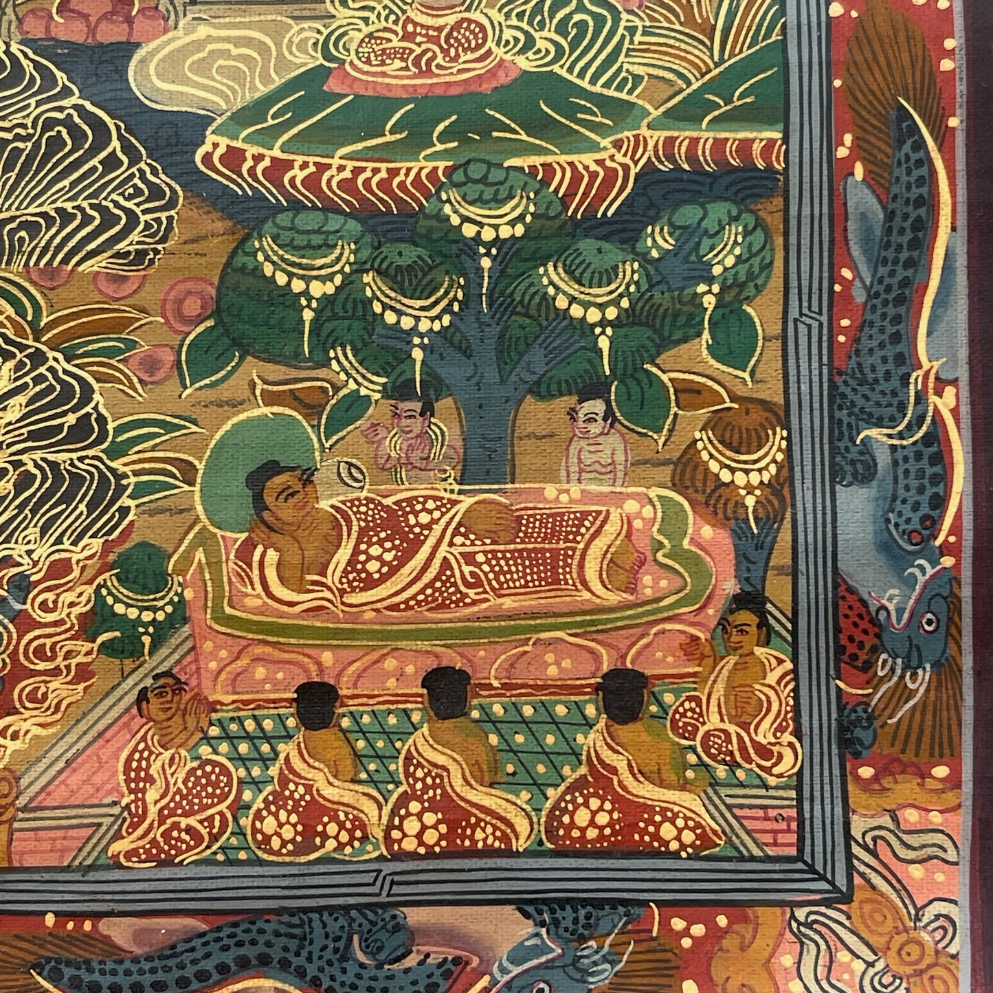 Thangka Budista, Pintura Tibetana, Pintada a Mano en Nepal, La iluminación de Buda