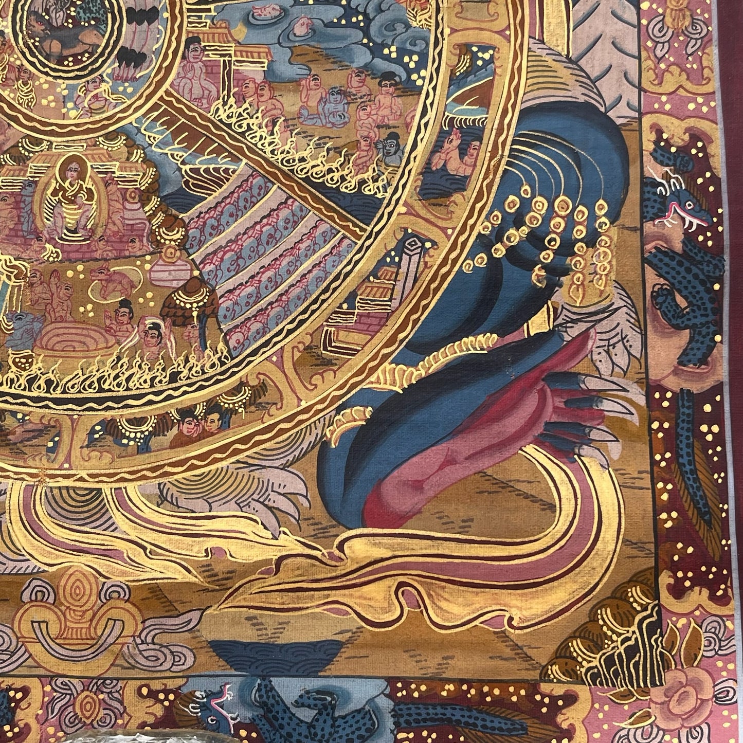 Thangka Budista, Pintura Tibetana, Pintada a Mano en Nepal, 6 Reinos del Samsara