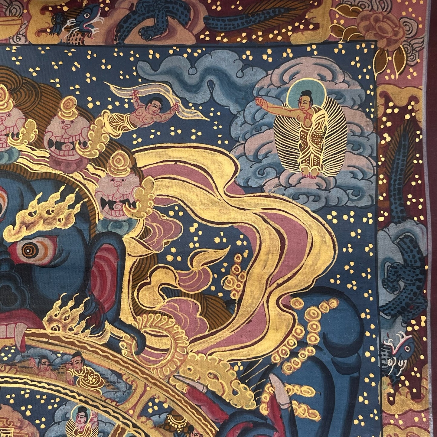 Thangka Budista, Pintura Tibetana, Pintada a Mano en Nepal, 6 Reinos del Samsara