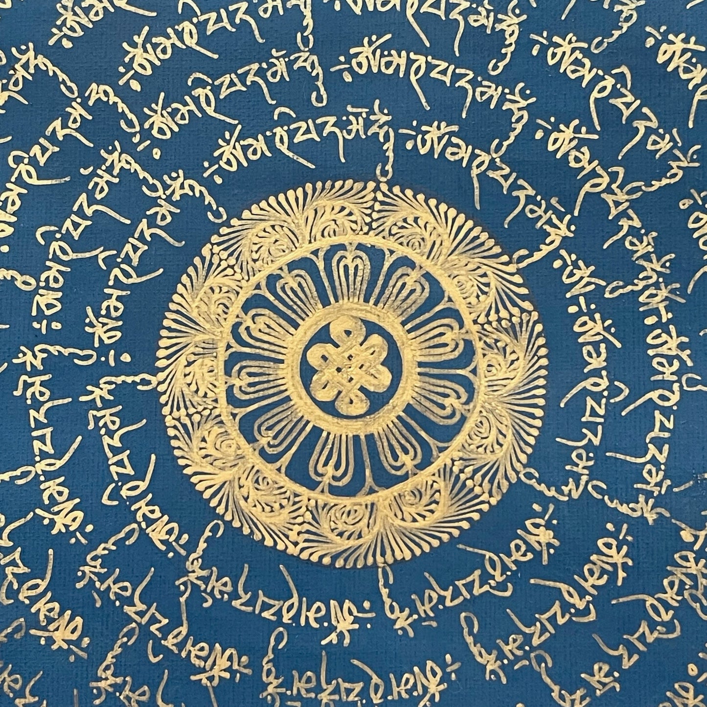 Thangka Budista, Pintura Tibetana, Pintada a Mano en Nepal, Mandala de Om Mani Pädme Hum Mantra en Sánscrito